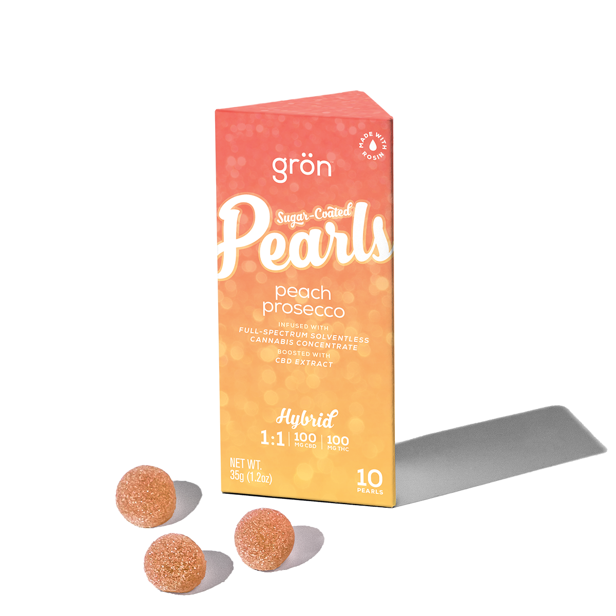 Gron | Pearls | Peach Prosecco 10pk | 1:1 THC:CBD