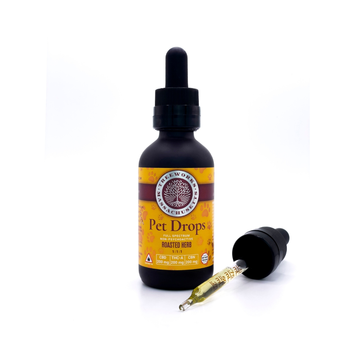 Treeworks 1:1:1 Pet Drops Tincture 60mL- Roasted Herb (THCA:CBD:CBN)