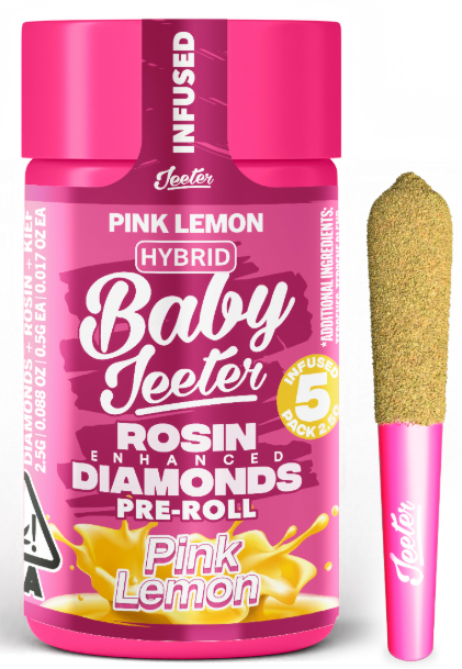 JEETER: Pink Lemon Quad-Infused Baby Jeeter .5g Pre-Rolls 5pk/2.5g (H)
