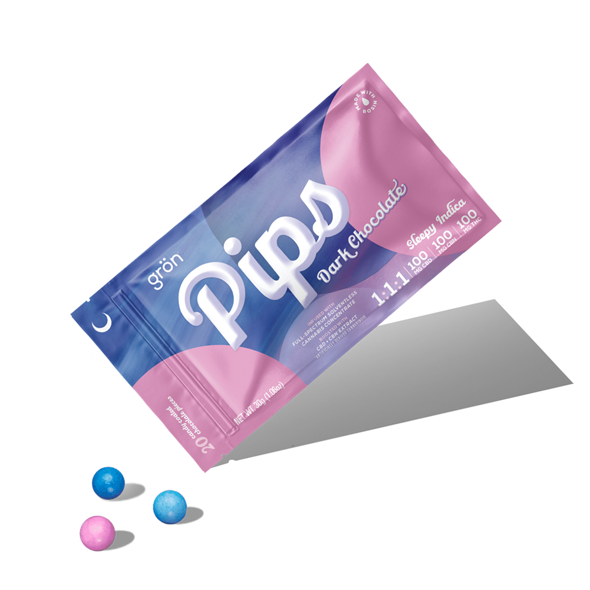 Gron | Pips | Dark Chocolate 20pk | 1:1:1 THC:CBD:CBN