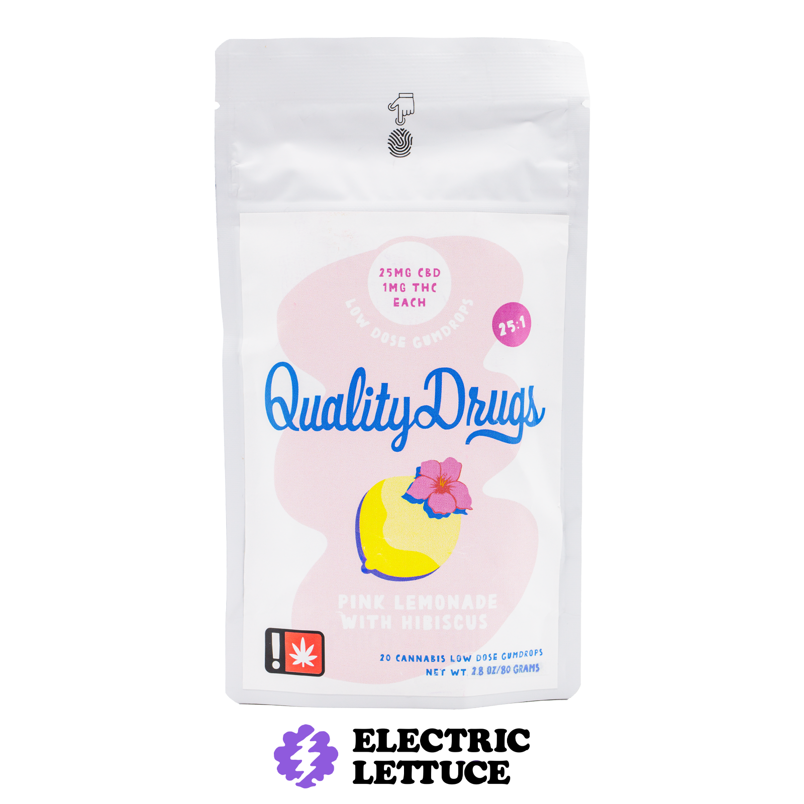 Quality Drugs Pink Lemonade Hibiscus 25:1 CBD:THC 20pk Gumdrops