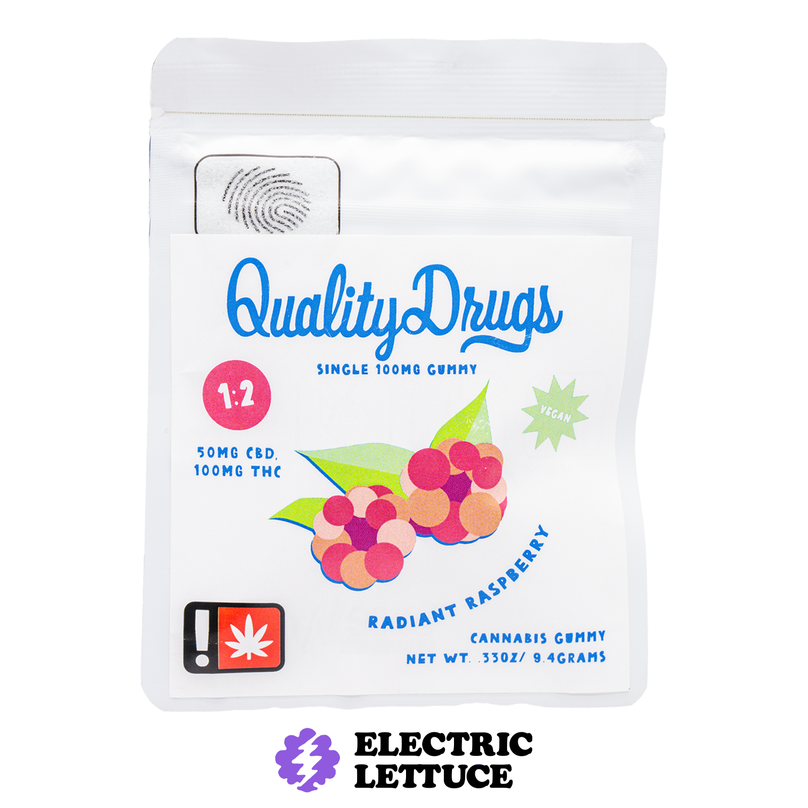 Quality Drugs 1:2 Radiant Raspberry Single Gummy 100mg