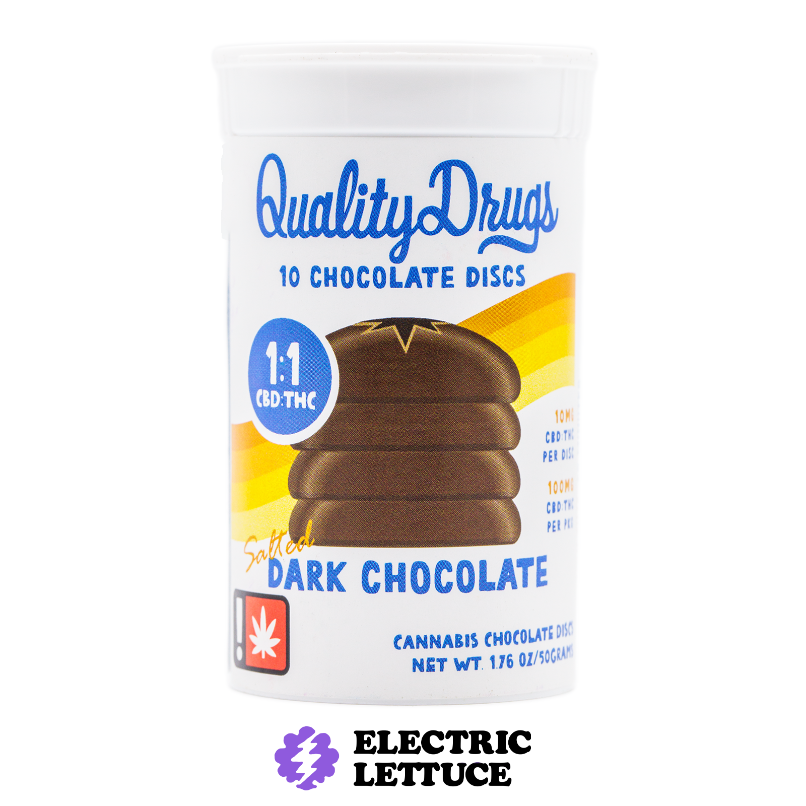 Quality Drugs 1:1 Salted Dark Chocolate Discs 10pk