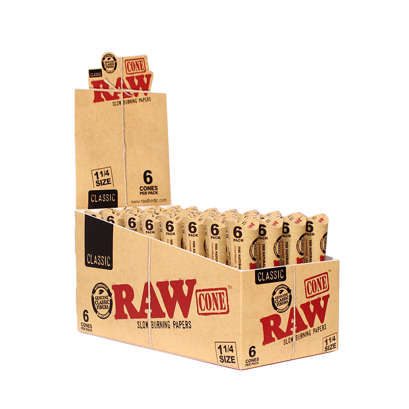 Raw | Pre Roll Cones | 1 1/4 Size | 6PK FREE