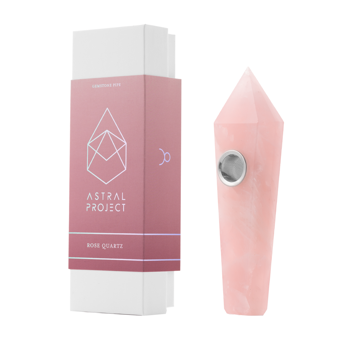 ROSE QUARTZ GEMSTONE PIPE - ASTRAL PROJECT