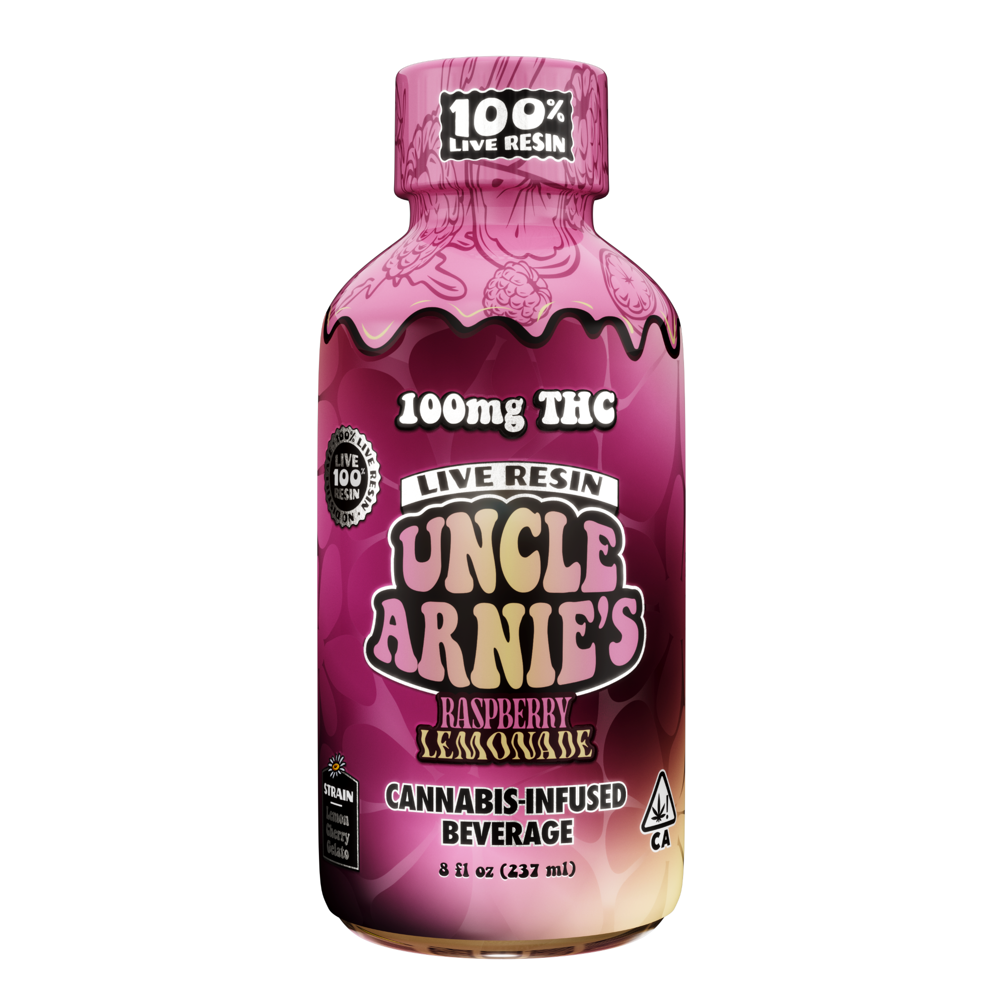 Uncle Arnie's | Live Resin Beverage | Raspberry Lemonade | 100mg