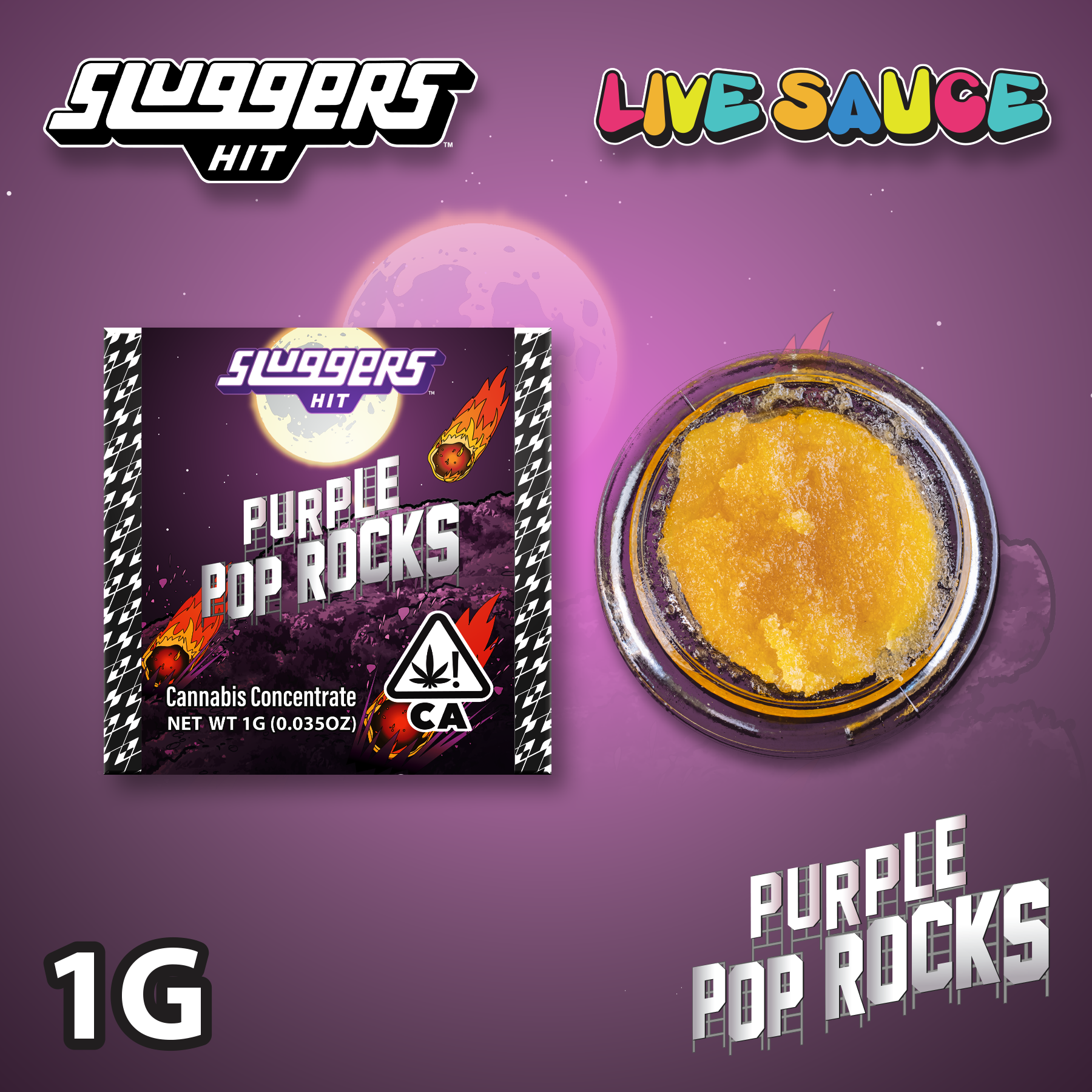 Sluggers | Live Resin Sauce | Purple Pop Rocks | 1g