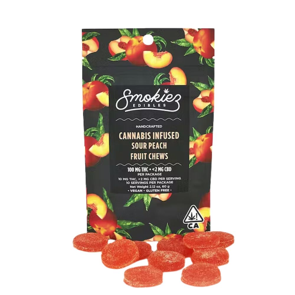 Sour Peach Sativa 100mg THC Fruit Chews - Washington