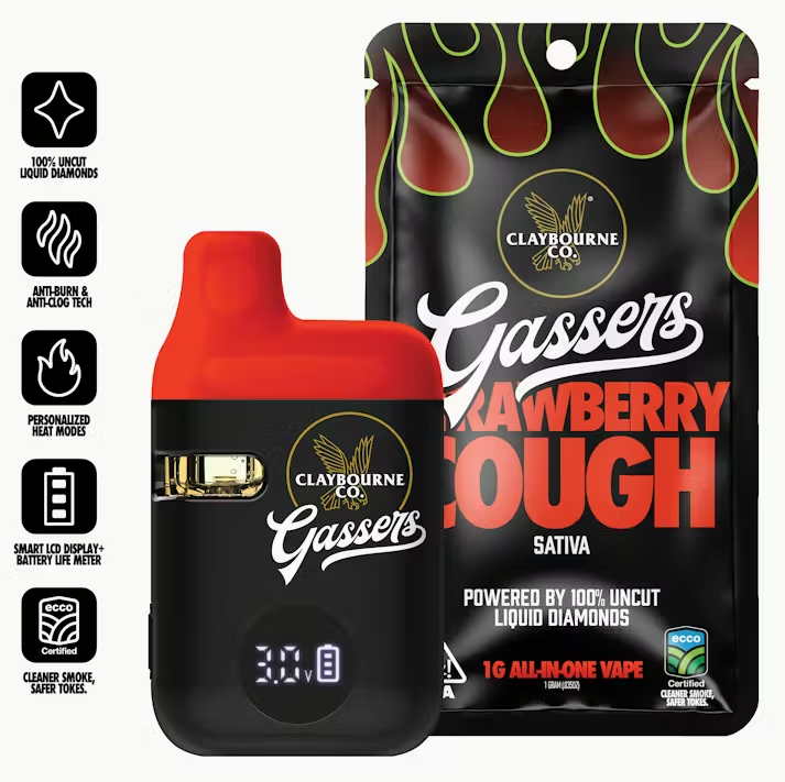 Claybourne Gassers All In One 1g Strawberry Cough