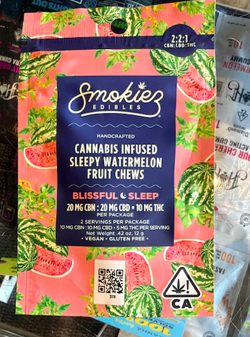 2pk Sleepy Watermelon 2:2:1 CBN:CBD:THC Chews - Smokiez