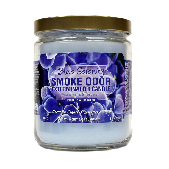 Smoke Odor Blue Serenity Candle