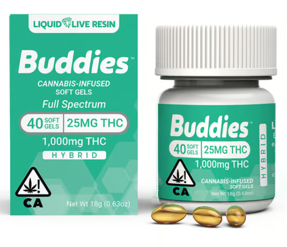 Buddies Brand: 40pk 25mg LLR Hybrid Capsule - Buddies