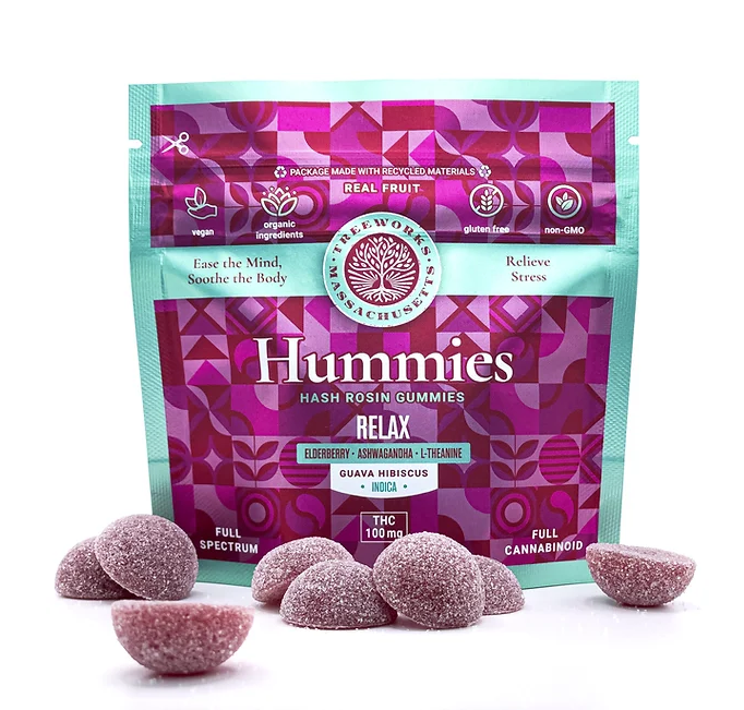 Hummies Relax Hash Rosin Gummies 100mg 20pk - Guava Hibiscus (V/GF)