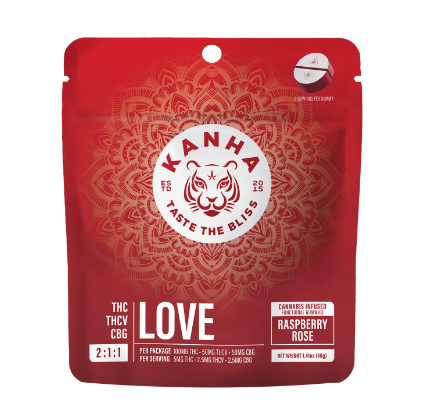 Kanha FX 2:1:1 Love Raspberry Rose Nano Gummies 100mg 10pk (THC:CBG:THCV) (V/GF)