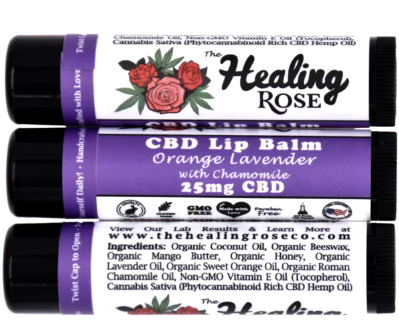 The Healing Rose Orange Lavender w/ Chamomile CBD Lip Balm 25mg