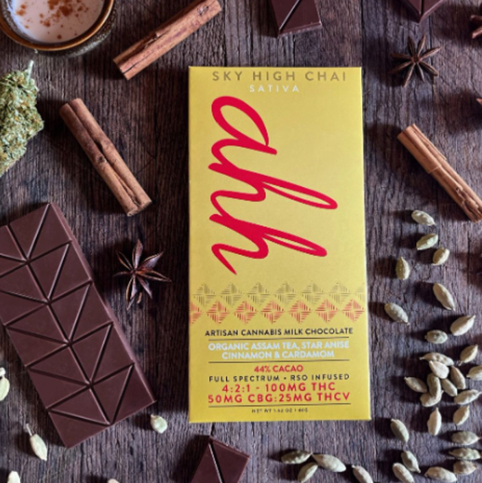 Ahh 4:2:1 Sky High Chai Cinnamon & Cardamom Milk Chocolate Bar 100mg 20pk (THC:CBG:THCV)