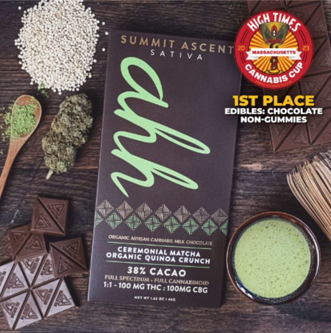 Ahh 1:1 Matcha Crunch Ascent Milk Chocolate Bar 100mg 20pk (THC:CBG)