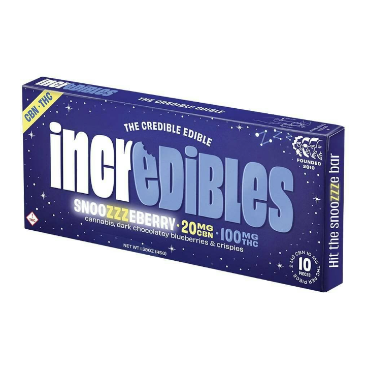 Incredibles 5:1 Snoozzzeberry Dark Chocolate Bar 100mg (THC:CBN)