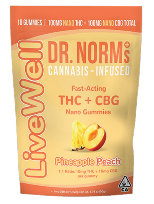 Edible: Pineapple Peach 1:1 CBG (Gummies) - 100mg