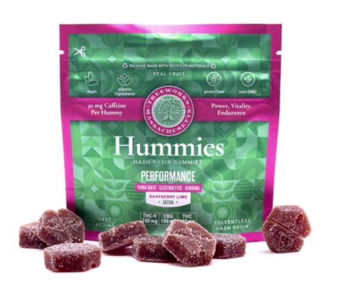 Hummies 1:1:1 Performance Hash Rosin Gummies 100mg 20pk (THC:CBG:THCV) - Raspberry Lime (V/GF)
