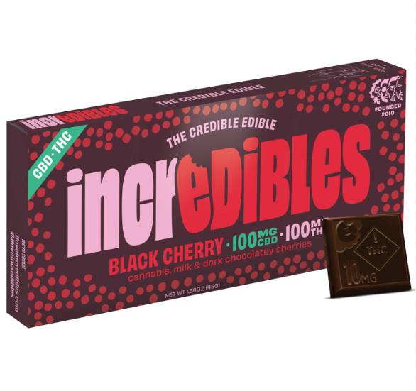 1:1 Black Cherry Bar + CBD | Chocolate | 10 pack | 100mg THC / 100mg CBD