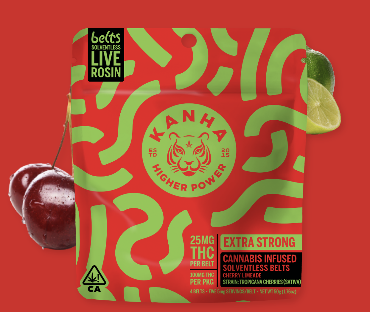 Kanha Sour Cherry Limeade Live Rosin Belts 100mg 4pk (V/GF)