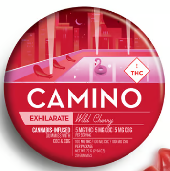 100mg Wild Cherry 1:1:1 Exhilarate Gummies - Camino