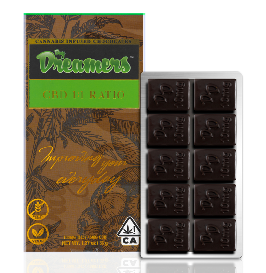 Day Dreamers - Semi-Sweet 1:1 THC:CBD Live Resin CHOCOLATES - 1:1 (CBD)