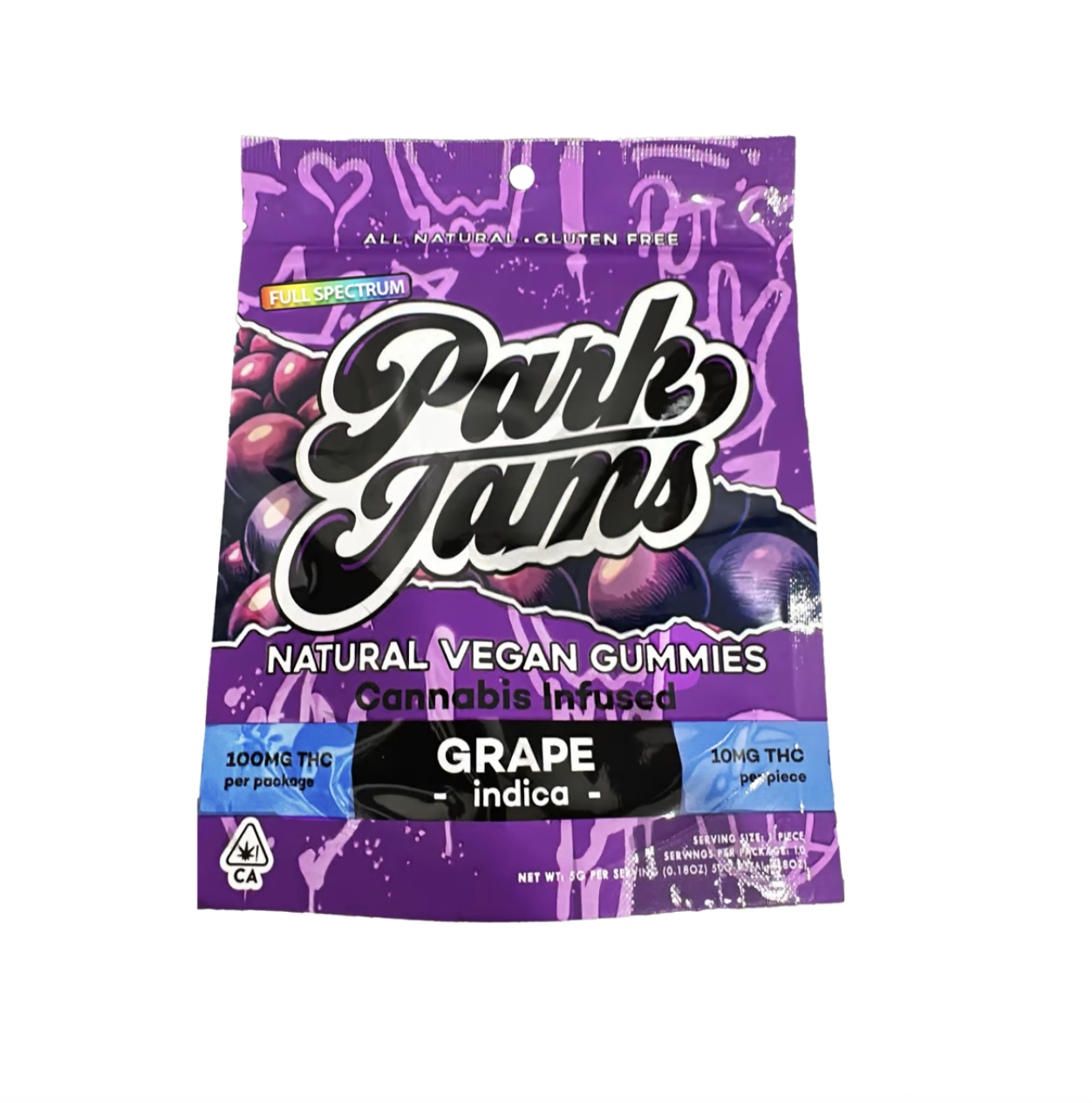 Park Jams Natural Vegan Gummies 10pc 100mg - Grape (I)