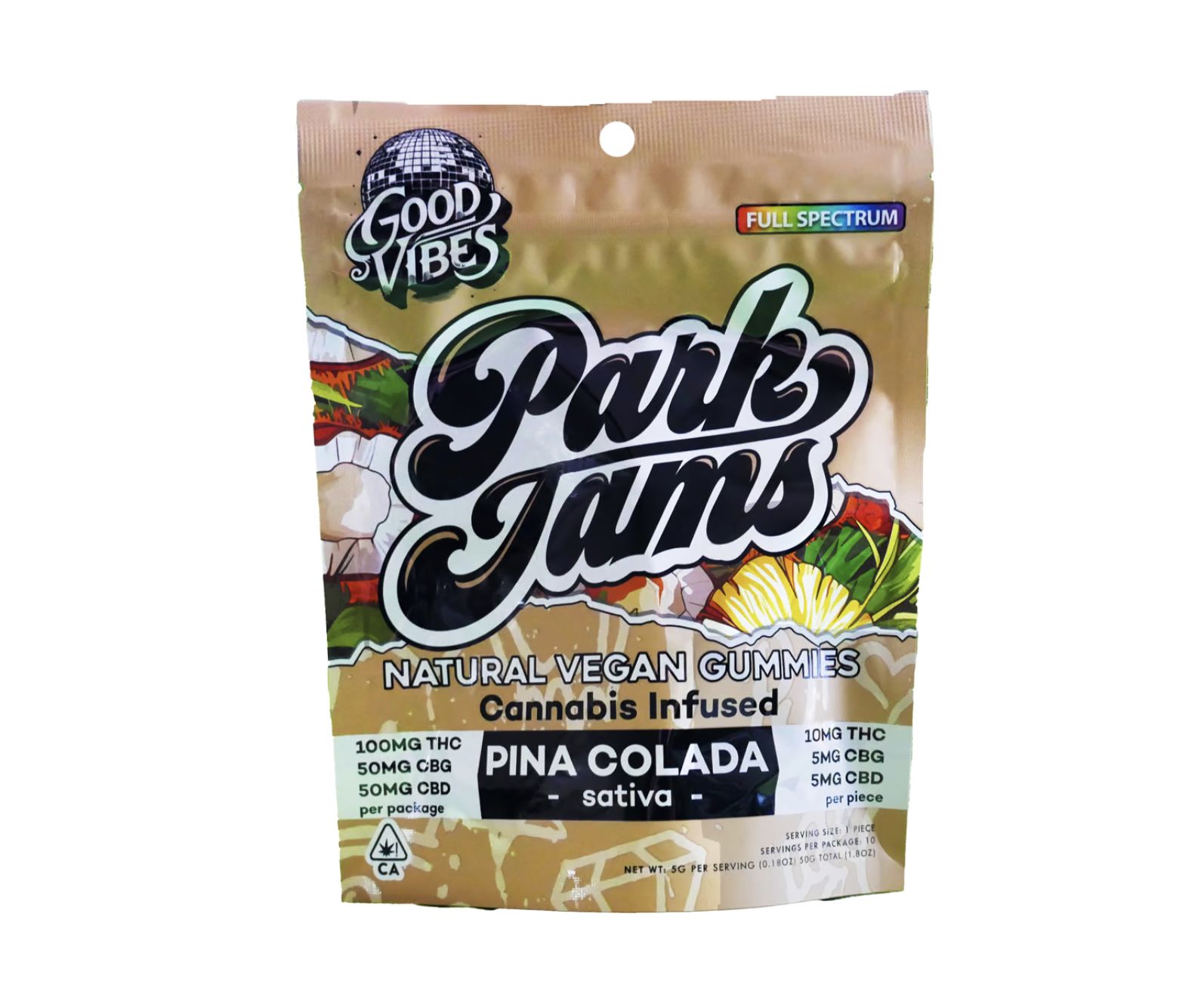 Park Jams Natural Vegan Gummies 2:1:1 THC:CBG:CBD - Pina Colada (S)