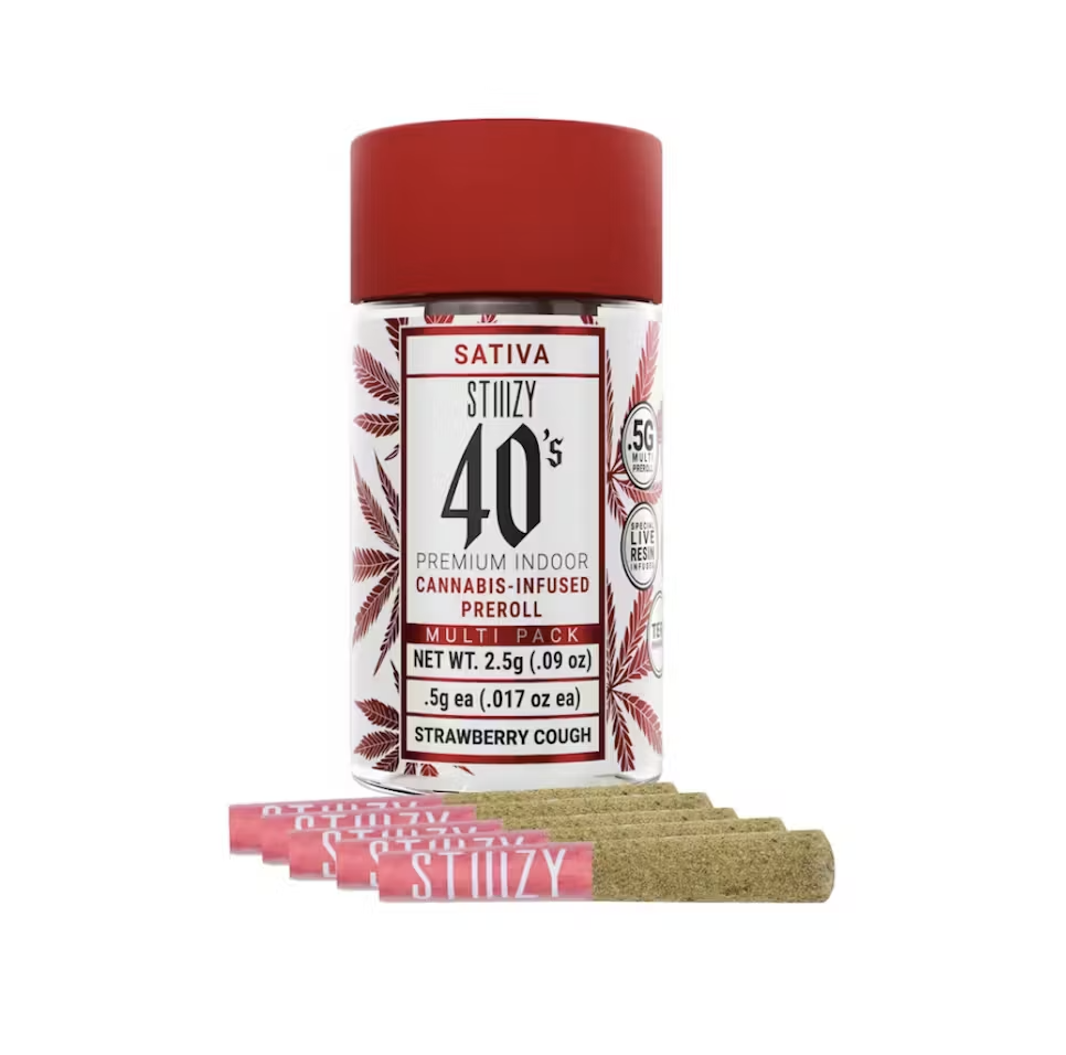 STIIIZY 40's Infused Preroll 5pk 2.5g - Strawberry Cough (S)