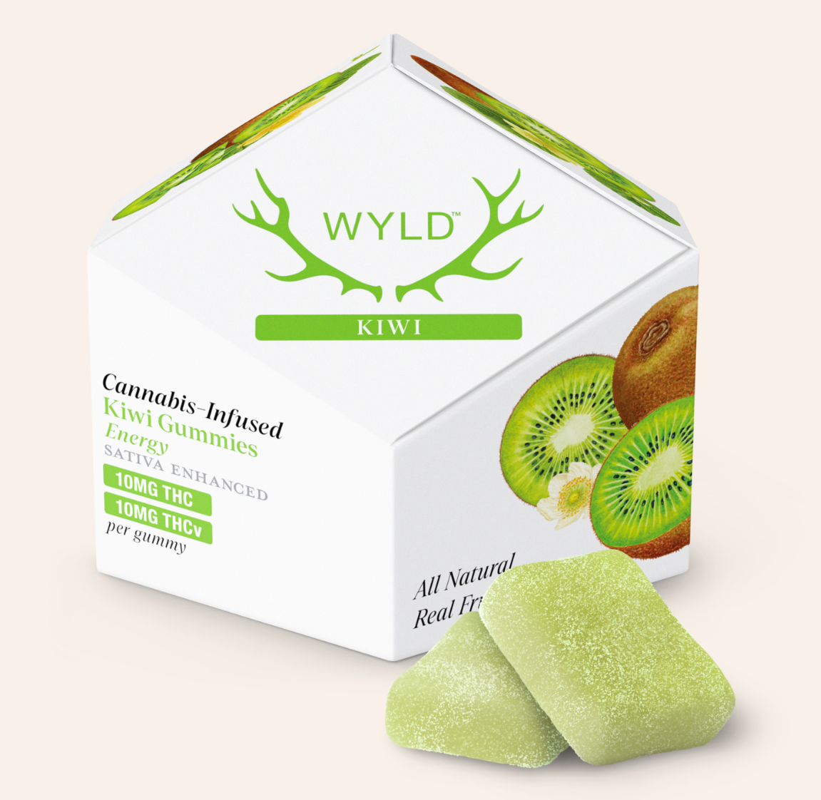 WYLD 1:1 Kiwi Gummies 100mg 10pk (THC:THCV) (V/GF)