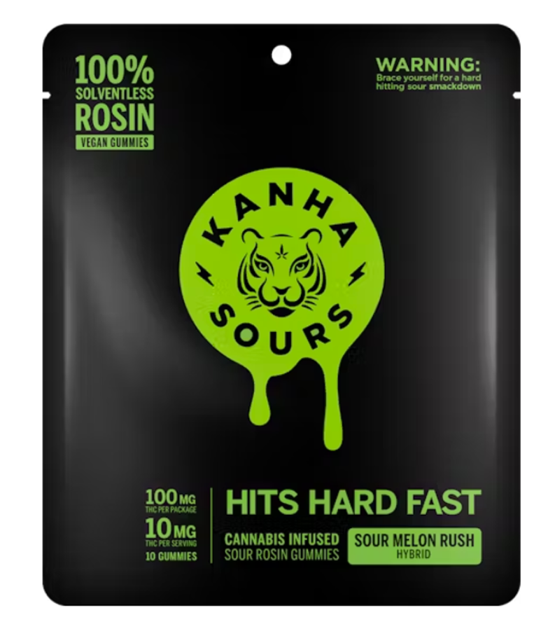 Kanha Sour Melon Rush Rosin Gummies 100mg 10pk (V/GF)