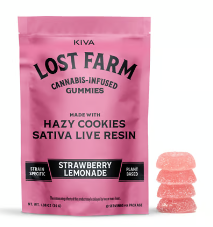 Lost Farm Strawberry Lemonade x Hazy Cookies Live Resin 10pk Gummies (V/GF)