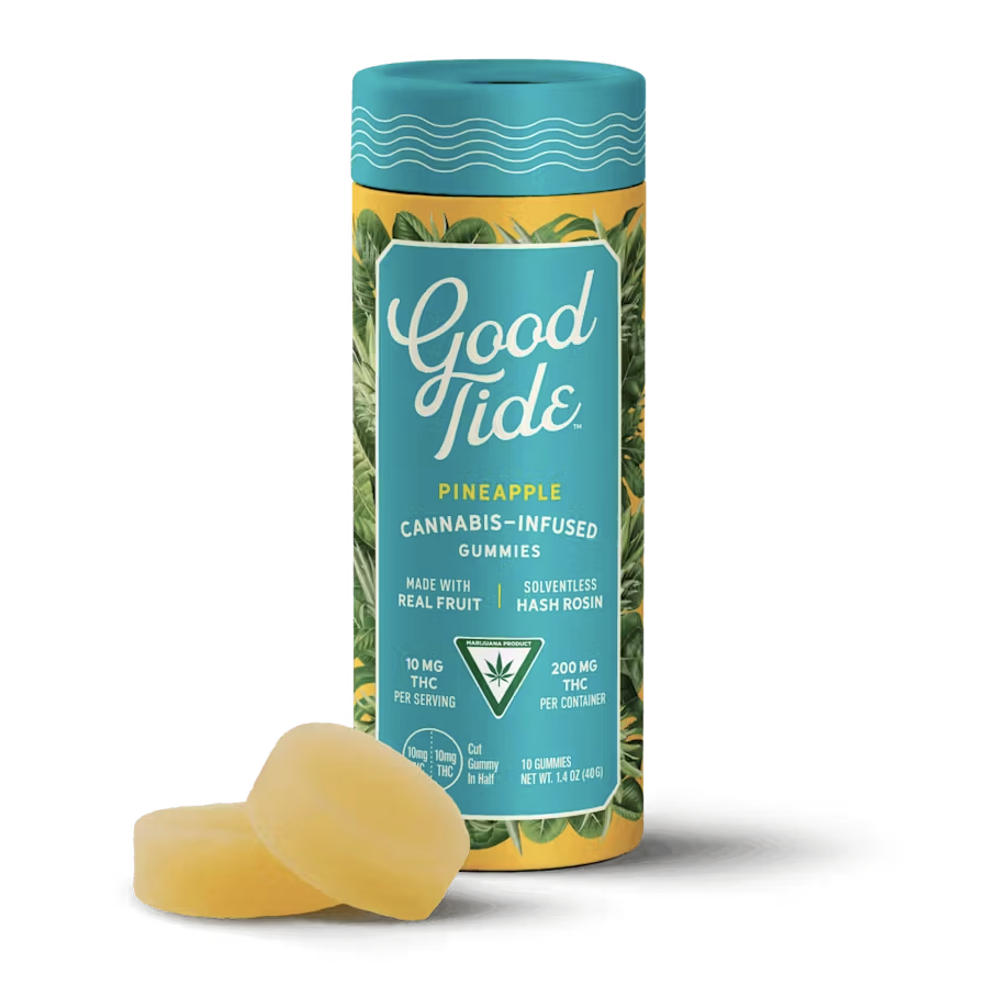 Pineapple 10mg Solventless Hash Rosin Gummies 10 Pack | Good Tide