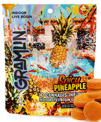 10pk Spicy Pineapple Live Rosin Gummies - Gramlin