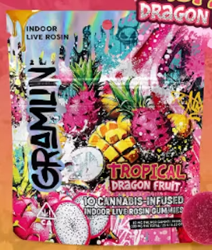 10pk Tropical Dragon Fruit Live Rosin Gummies - Gramlin