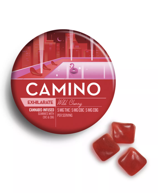 Exhilarate 5mg CBC:CBG Wild Cherry Gummies 20 Pack | Camino