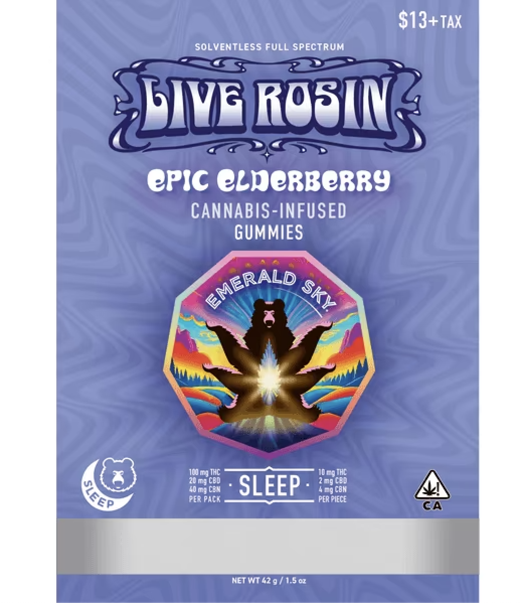 Live Rosin Gummies 10pk THC:CBD:CBN - Epic Elderberry (I)