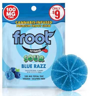 100mg Sour Blue Razz Gummies - Froot