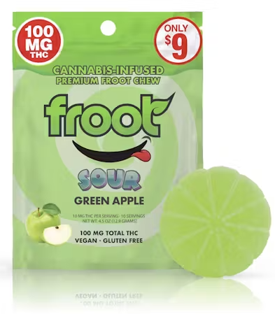 100mg Sour Green Apple Gummies - Froot