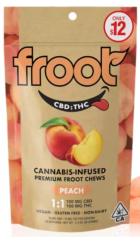 100mg Peach 1:1 THC:CBD Chews - Froot