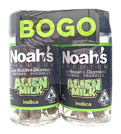 10pk (.5g) Alien Milk Indica Infused Prerolls - Noah's