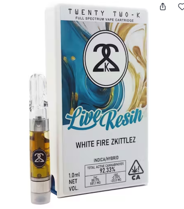 22K - White Fire Zkittlez - LIVE RESIN - 1 Gram