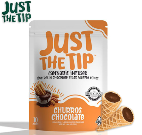 Day Dreamers - "Just the Tip" Live Resin Infused Chocolate Filled Waffle Cones 10mg (100mg) - Churro Chocolate (H)