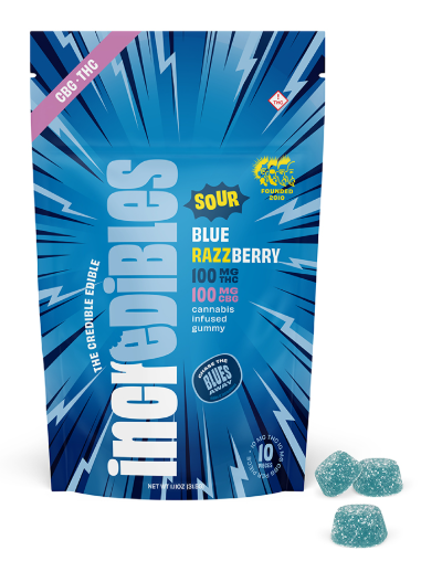 Edibles | Incredibles | Sour Blue Razzberry 1:1 (THC:CBG) | 100mg