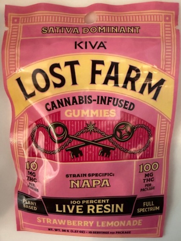 Lost Farm | Edible | Live Resin Gummy - Juicy Peach x Mimosa | 100mg,10