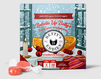 Betty's Eddies 6:1 CBD:THC Cranberry Orange Fruit Chews 50mg 10pk (V/GF)