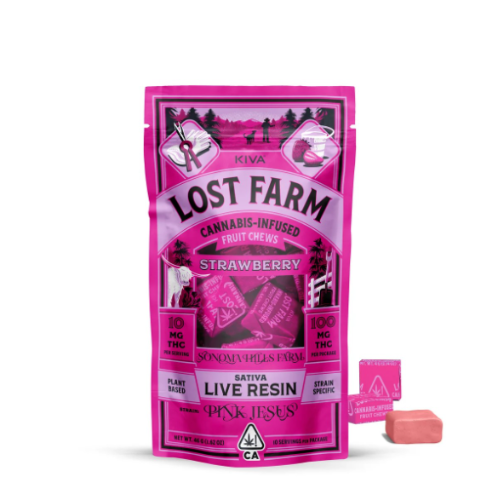 KIVA - Strawberry Pink Jesus Lost Farm Resin Chews - 100mg - Edible
