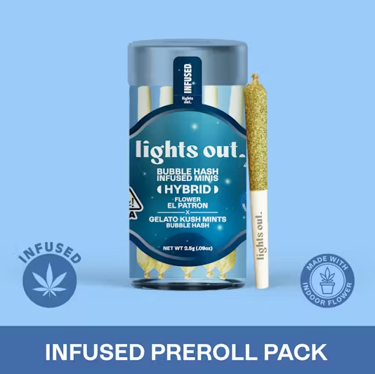 LIGHTS OUT: El Patron x Gelato Kush Mints 0.5g Hash Infused Pre-Roll 5pk/2.5g (H)